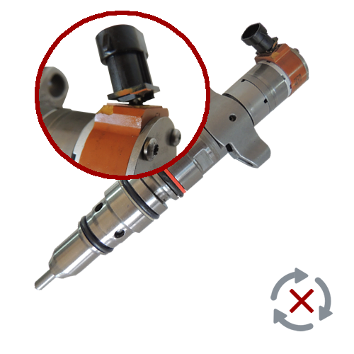 Solenoide danificada da unidade injetora danificada e quebrada